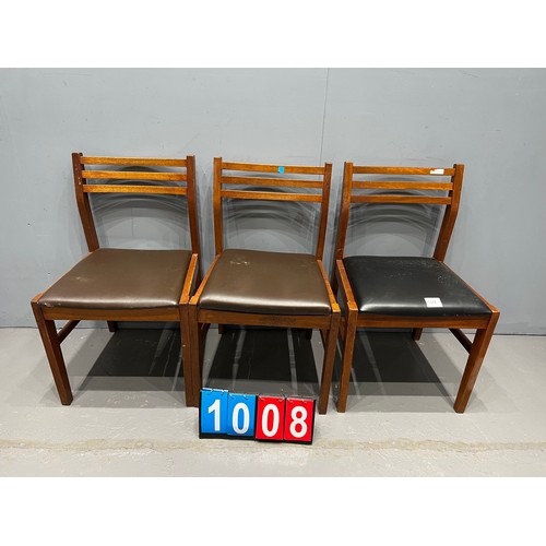 1008 - 3 Mid century teak chairs