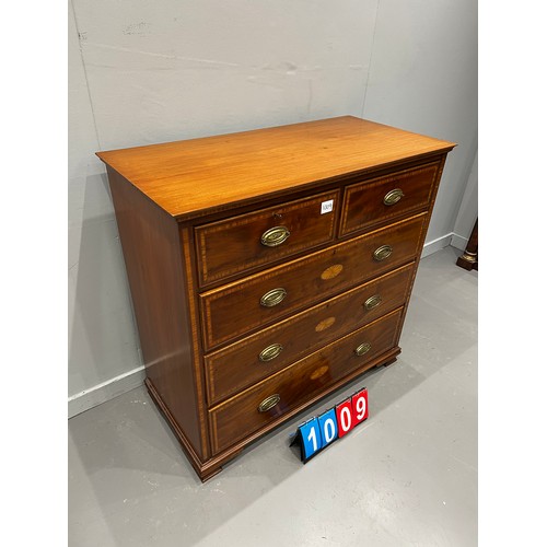 1009 - Early 20th century Edwardian inlaid 2 over 3 chest of drawers with good inlaid detail superb chest i... 