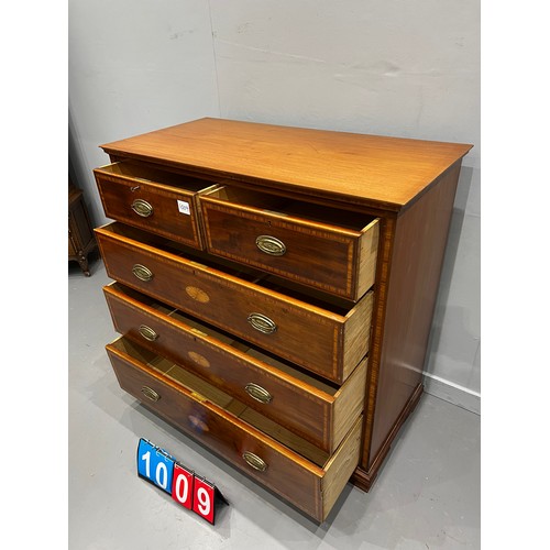 1009 - Early 20th century Edwardian inlaid 2 over 3 chest of drawers with good inlaid detail superb chest i... 