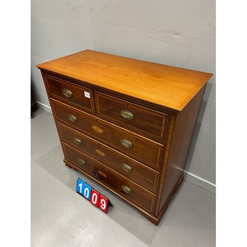 1009 - Early 20th century Edwardian inlaid 2 over 3 chest of drawers with good inlaid detail superb chest i... 