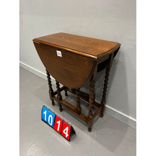 1014 - Oak barley twist drop leaf table smaller size