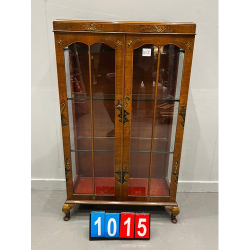 1015 - walnut chinoiserie china cabinet rare model