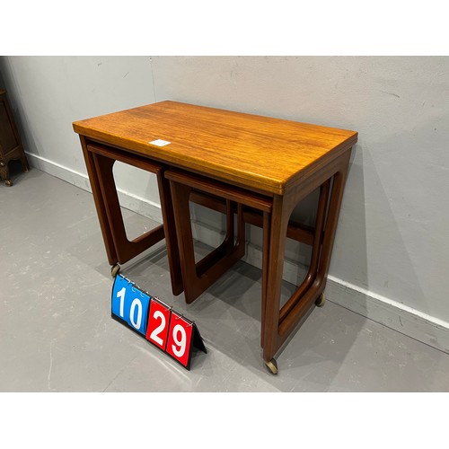 1029 - McIntosh mid century tri-form nest of tables with flip top