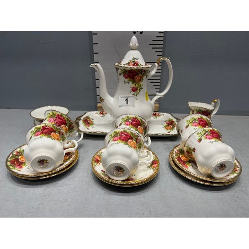 1 - Royal Albert country rose coffee set