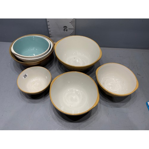 26 - 7 Assorted t.g. greens etc mixing bowls