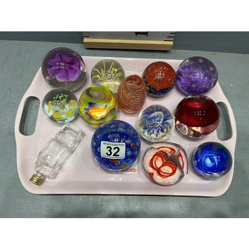 32 - Quantity glass paperweights