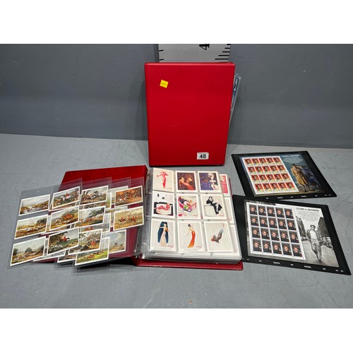 48 - 2 Folders collectors cards & stamps Marilyn Monroe, James Dean etc