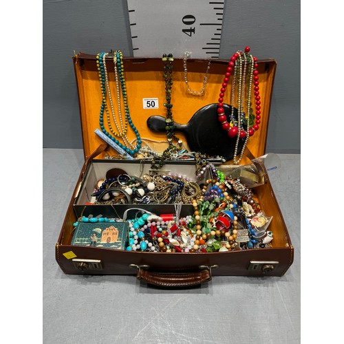 50 - Suitcase with large amount costume jewellery