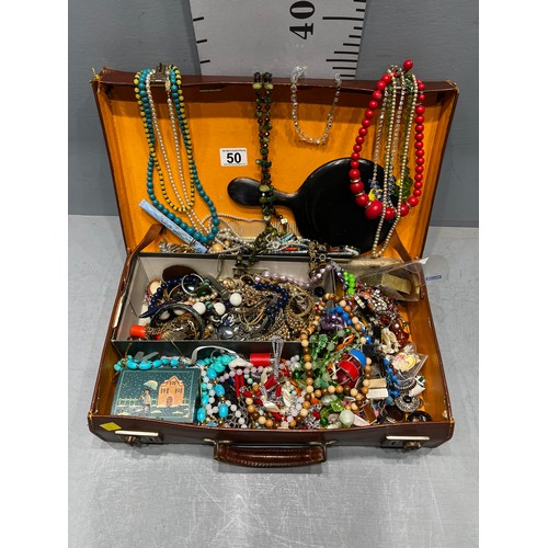 50 - Suitcase with large amount costume jewellery