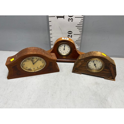 53 - 3 oak cased mantle clocks