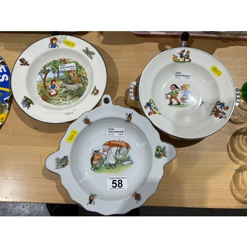 58 - 3 French child's feeding bowls