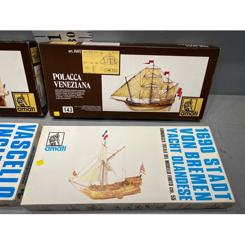 143 - 4 Model boat kits