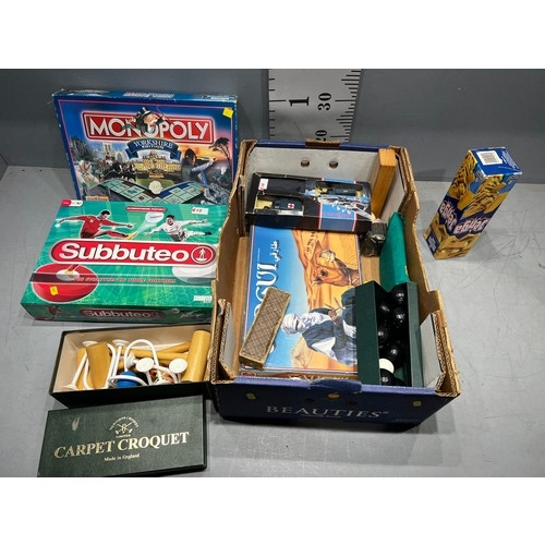 153 - Box games monopoly, jenga, subbuteo, carpet croquet etc