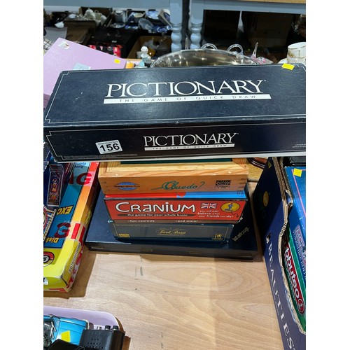 156 - 5 Boxed games, cluedo, pictionary, cranium trival persuit etc