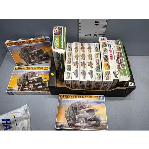 171 - Quantity boxed model kits cargo trucks etc