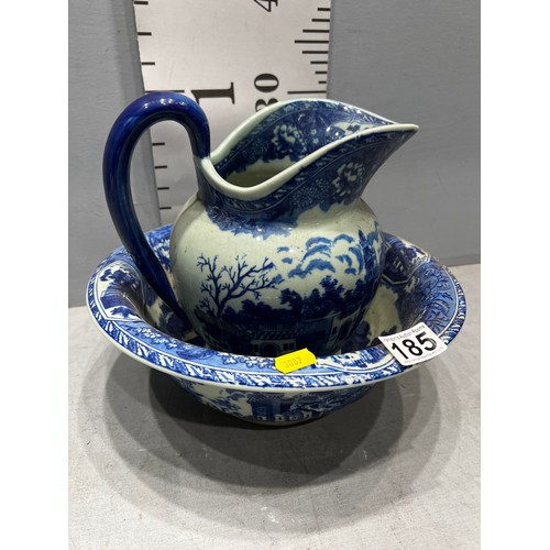 185 - Blue jug & bowl