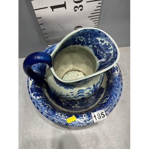 185 - Blue jug & bowl