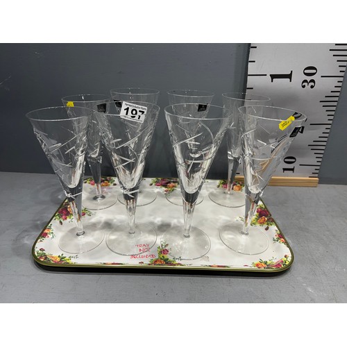 197 - 8 Royal doulton cut glass wine glasses