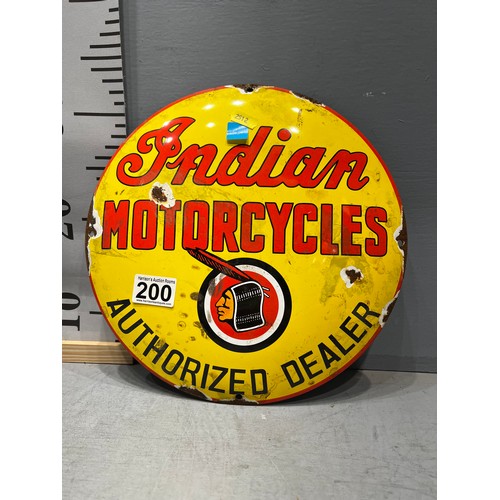 200 - Enamel Indian motorcycle sign