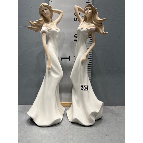 204 - 2 Tall lady figures 46cm high