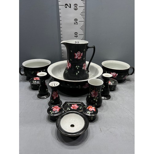 212 - Victorian 9 piece toilet set bowl A/F