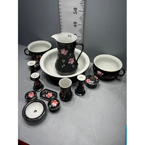 212 - Victorian 9 piece toilet set bowl A/F