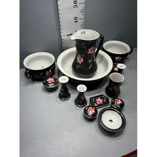 212 - Victorian 9 piece toilet set bowl A/F