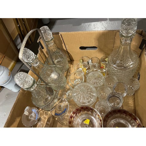 214 - 2 Boxes glassware + liqueur bottles