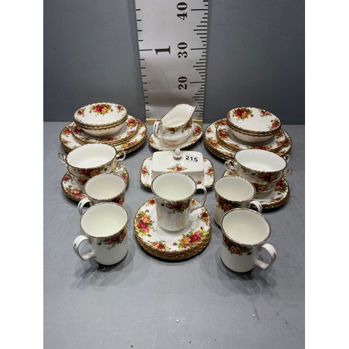 215 - Royal Albert country rose dinner/tea plates, dishes, mugs etc