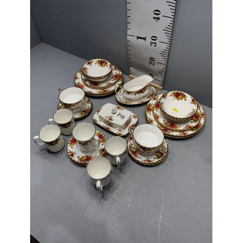 215 - Royal Albert country rose dinner/tea plates, dishes, mugs etc