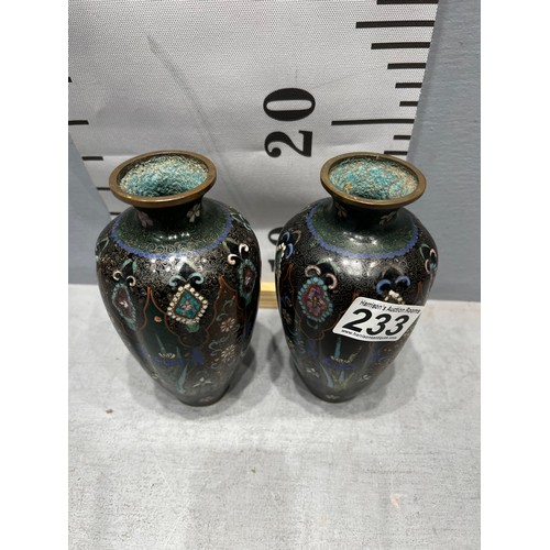 233 - Pair cloisonee vases