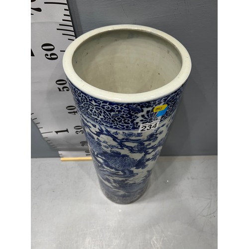 234 - Blue& white Japanese umbrella stand