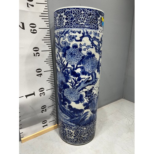 234 - Blue& white Japanese umbrella stand