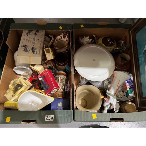 259 - 2 Boxes collectable pottery etc