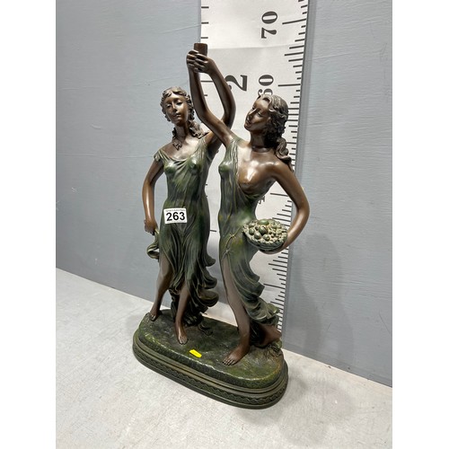 263 - Good quality spelter figure dancing mouldens on raised plynth