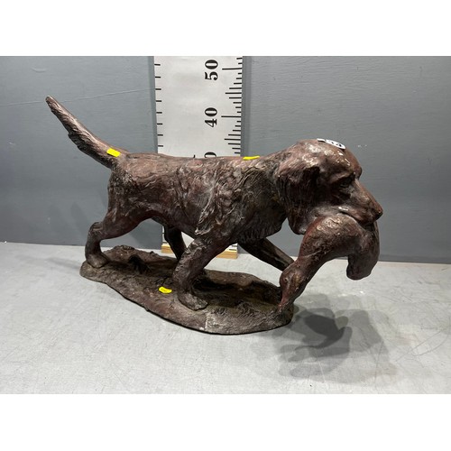 334 - Metal hunting dog with bird