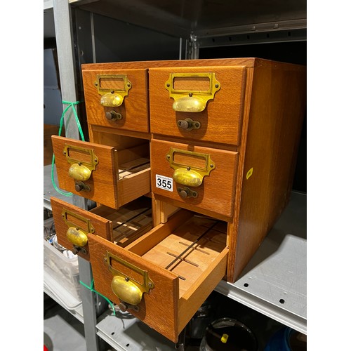 355 - Oak bank index drawers