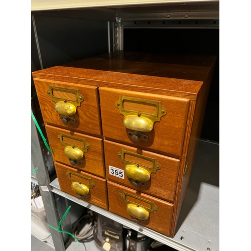 355 - Oak bank index drawers