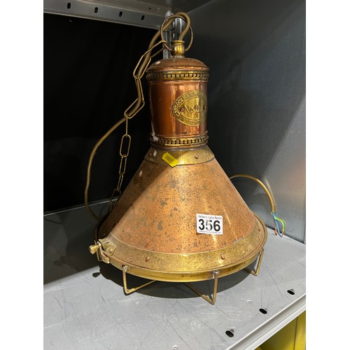 356 - Brass & copper mining lamp