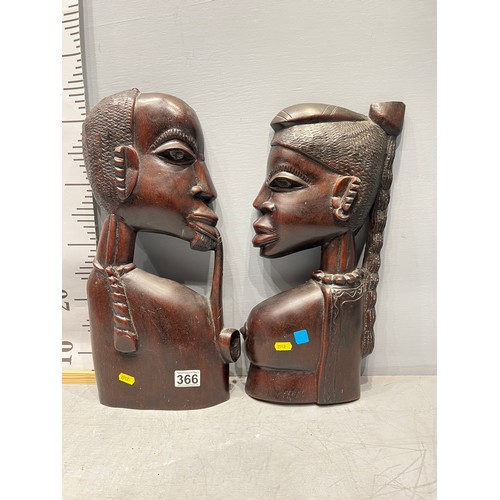 366 - Pair African wood carvings