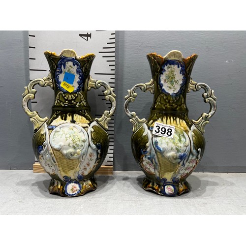 398 - Pair majolica style vases