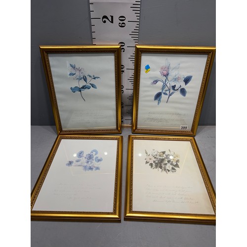 399 - Set 4 prints in gilt frames