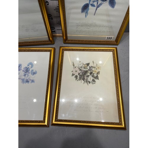 399 - Set 4 prints in gilt frames