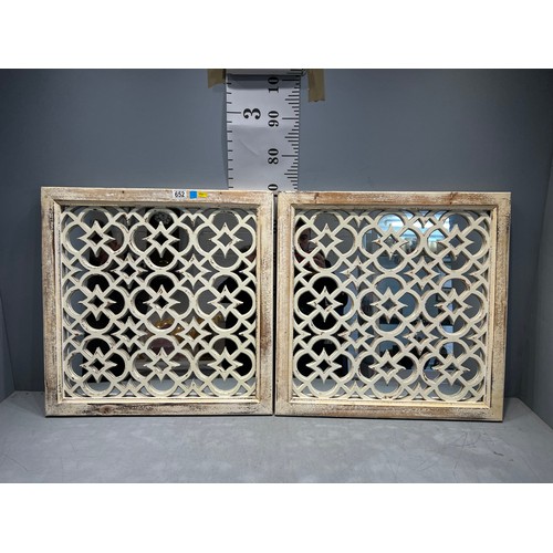 652 - Pair white Moroccan garden mirrors