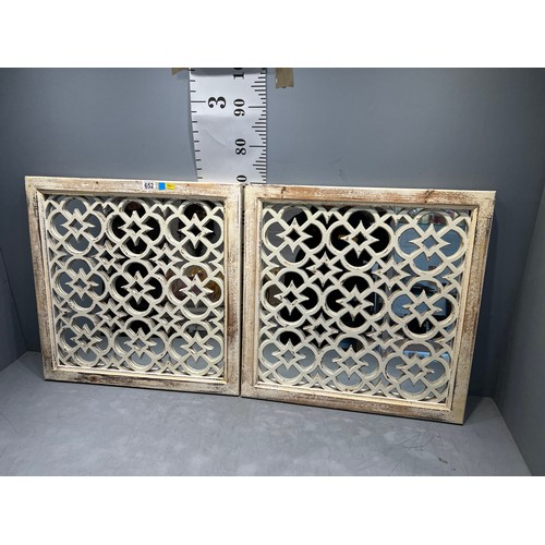 652 - Pair white Moroccan garden mirrors