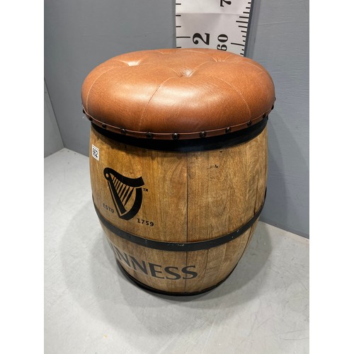 662 - Leather top Guinness barrel stool