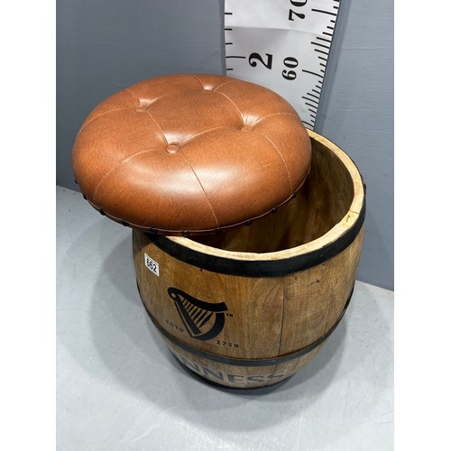 662 - Leather top Guinness barrel stool