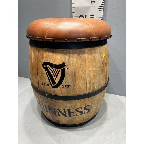 663 - Leather top Guinness barrel stool