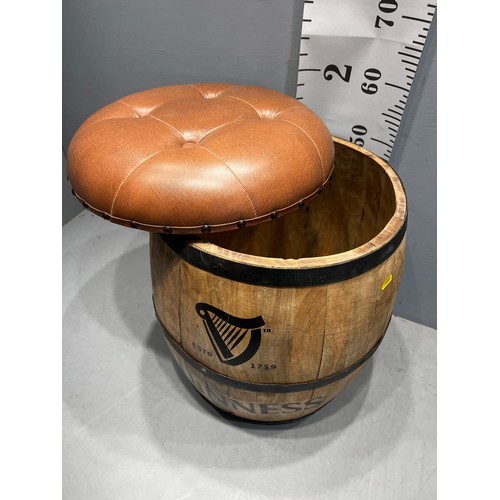 663 - Leather top Guinness barrel stool