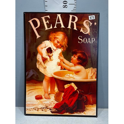 675 - Tin sign 'pears soap'